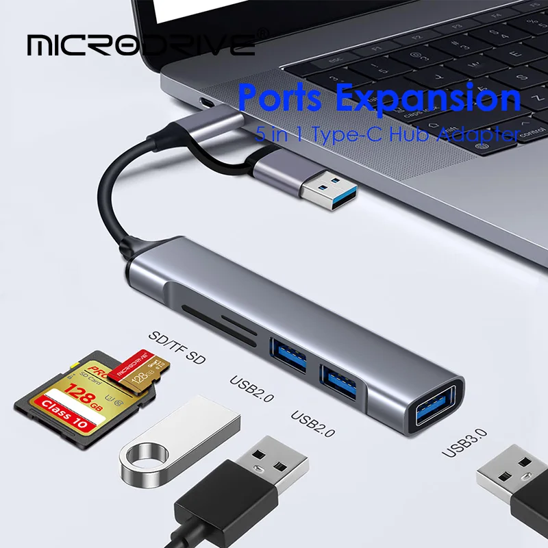 HUB USB 3,0 5 en 1, concentrador USB C, 5Gbps, transferencia de alta velocidad, divisor USB, adaptador OTG C a USB para Macbook 13 15 Air Mi Pro, PC y portátil - imagen 4
