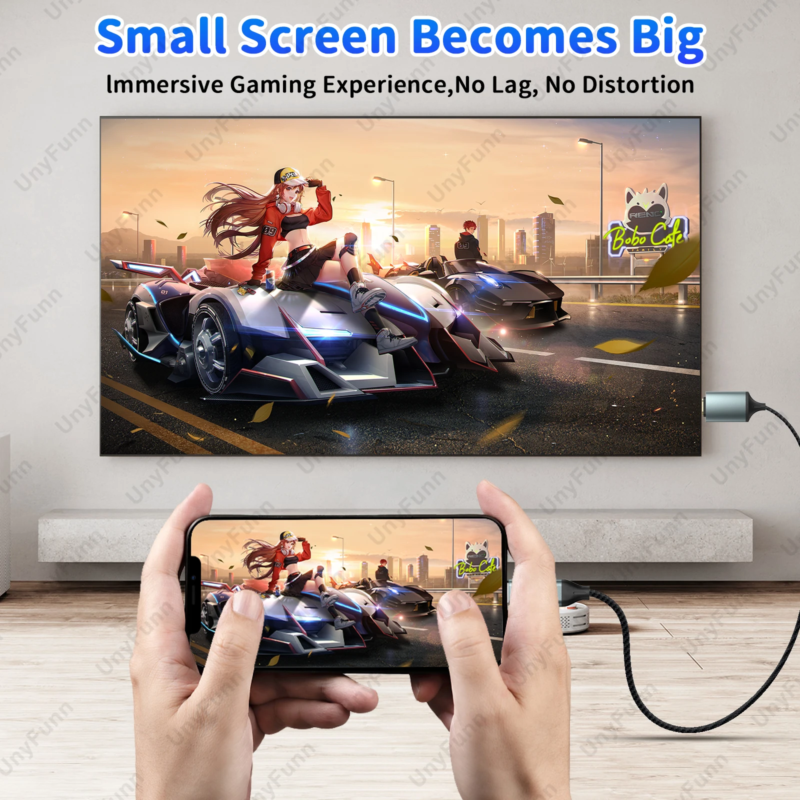 Cable HDTV para iPhone a TV, conector adaptador de iluminación a HDTV para iPhone14, 13, 12, 11 salidas de TV con pantalla HD 1080P de 6,56 pies - imagen 3