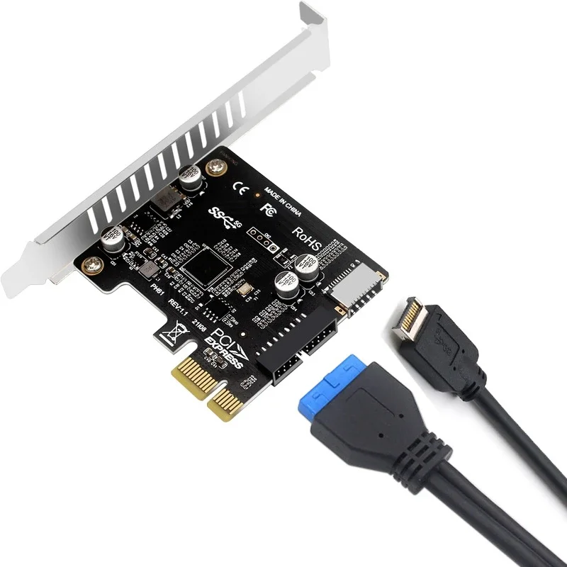 Tarjeta extendida PCIE USB 3,0 PCI Express a USB3 tipo E frontal TYPE-C 19P 20 pines tarjeta de expansión PCI-e tipo C adaptador de controlador - imagen 3