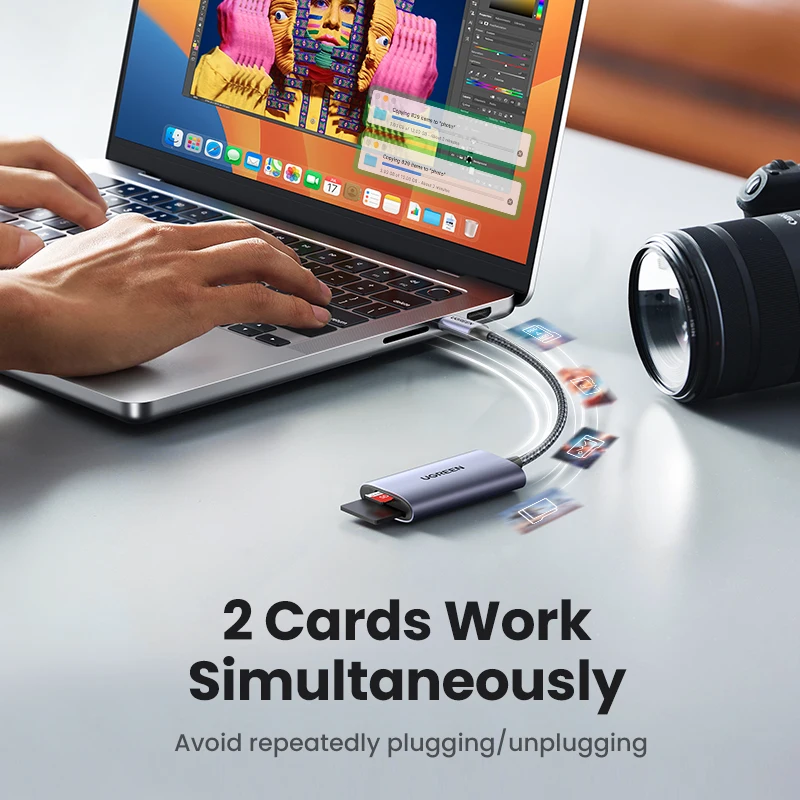 UGREEN-lector de tarjetas SD4.0, adaptador de tarjeta de memoria TF a SD, MicroSD, USB-C, 312 MB/s, para ordenador portátil, teléfono, Macbook, Windows, MacOS - imagen 3