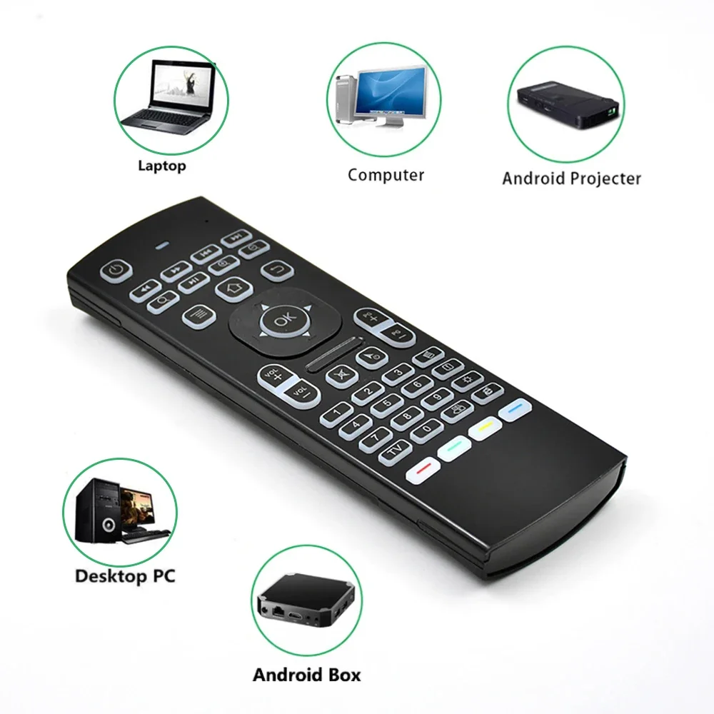 MX3 retroiluminación Air Mouse Control remoto inalámbrico Mini teclado 2,4 Ghz para Android TV Box detección de movimiento PC Gamer controlador - imagen 5