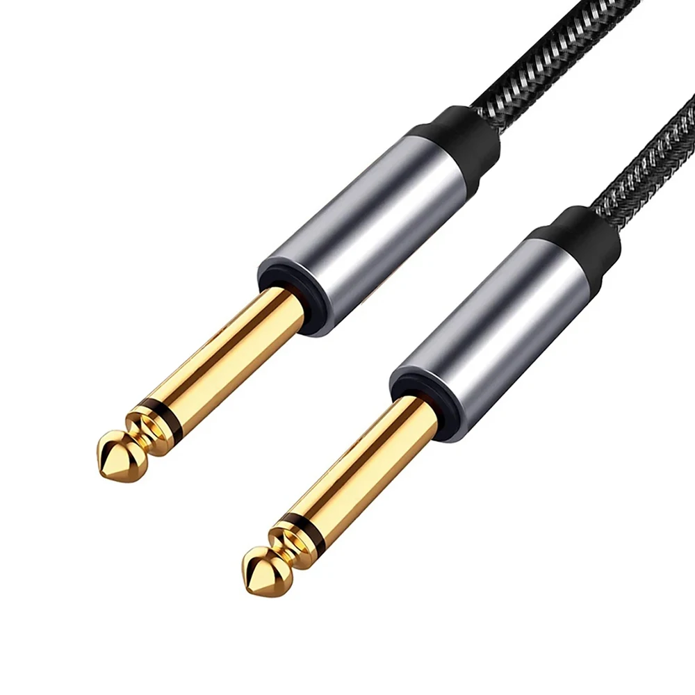 Cable trenzado de nailon Mono para guitarra, conector macho de 1/4 pulgadas TS de 6,35mm a 6,35mm, Cable de Audio no equilibrado de 6,5mm para instrumento mezclador de teclado - imagen 3