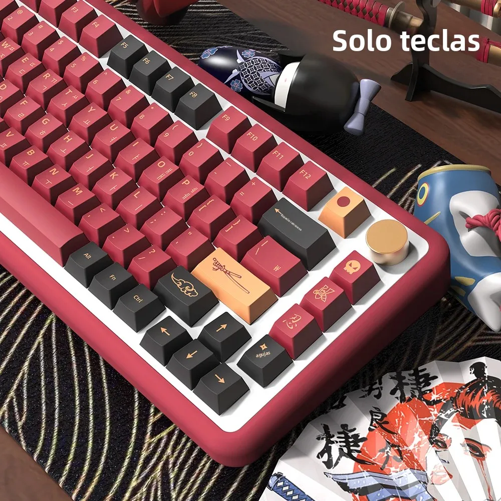 Teclas PBT samurái rojas, perfil de cereza, diseño ISO para teclado mecánico personalizado, japonés, coreano, alemán, español y francés - imagen 5