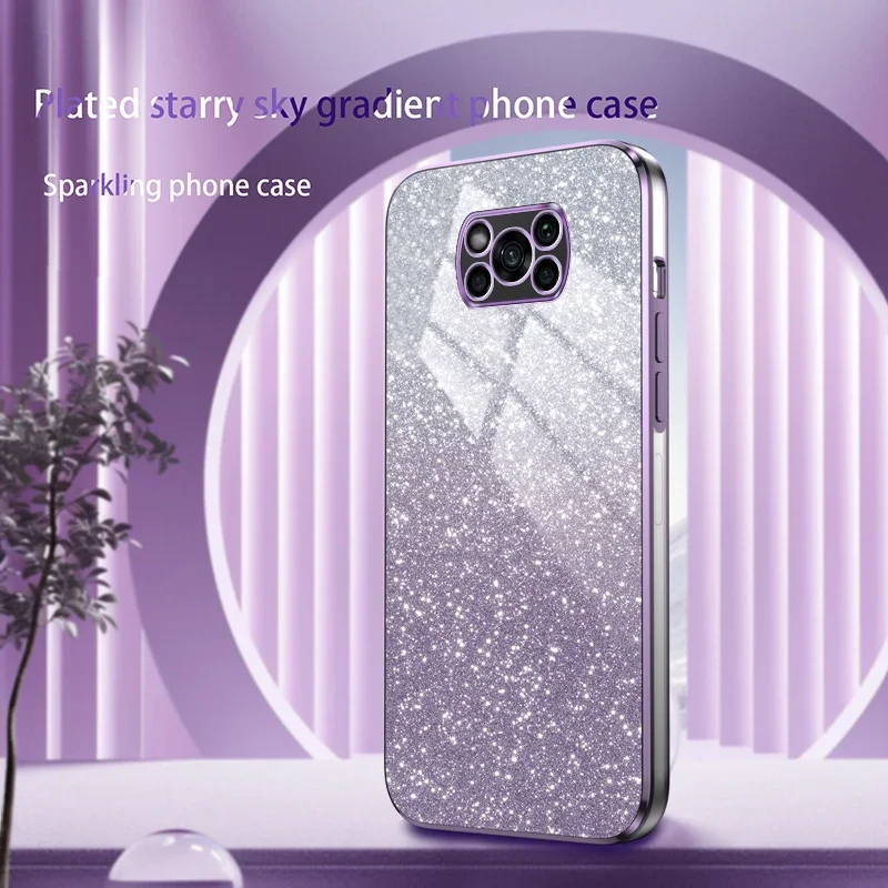 Funda de silicona chapada con purpurina brillante para Xiaomi Poco C75 C71 C65 X7 X6 X5 F6 M7 M6 F7 F5 Pro X3 F3 M5S cubierta trasera de lente de cámara - imagen 5