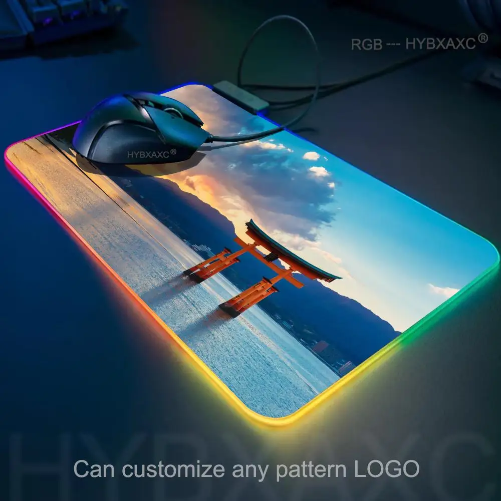Alfombrilla de ratón Torii Gate RGB para juegos, alfombrilla de ratón con paisaje japonés, alfombrilla de escritorio HD para Gamer, alfombrillas de ratón XXL con luz LED grande, alfombra para ordenador y PC - imagen 2