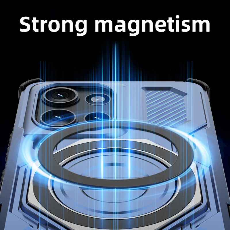 Funda de teléfono con soporte de Metal para Motorola Edge 50 Pro, Funda de hoja magnética de hierro para Moto Edge 50, soporte чехол, Funda trasera - imagen 4