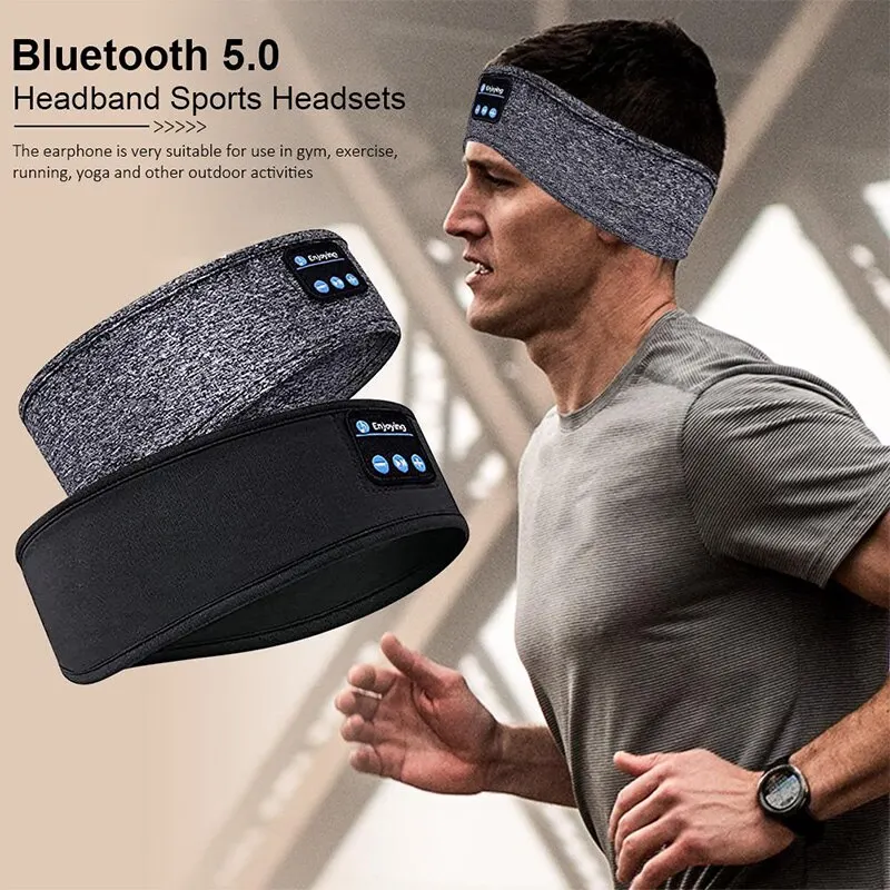 Fone-Auriculares deportivos inalámbricos con Bluetooth, diadema elástica para dormir, máscara de ojos para música - imagen 4