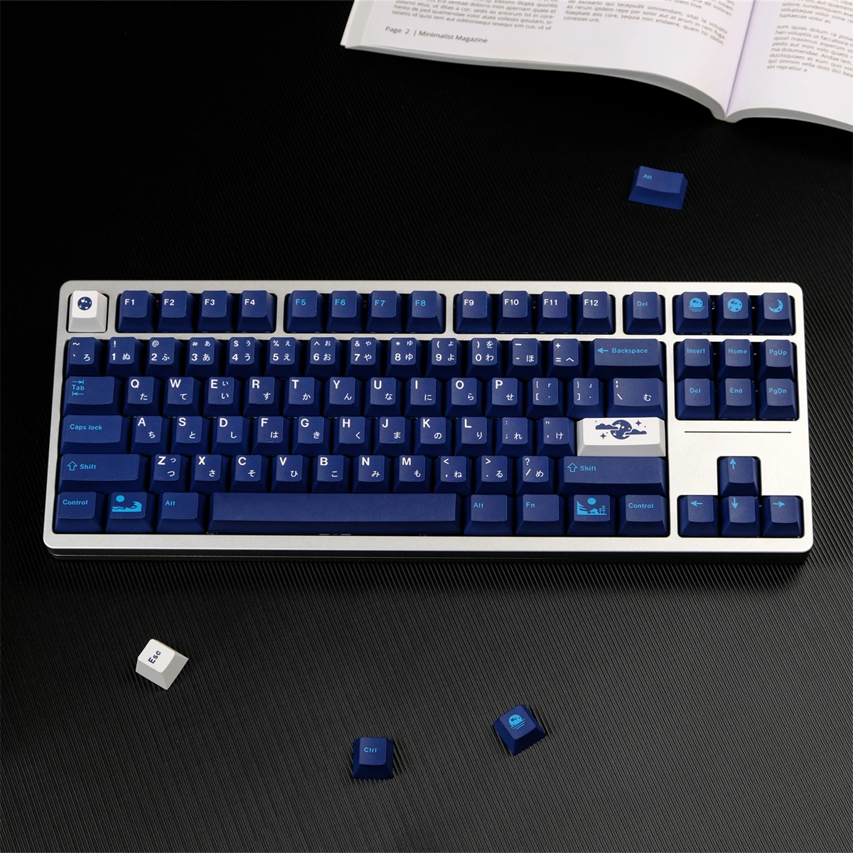 Teclas de luna azul de 129 teclas, teclas de perfil de cereza, teclas de sublimación de tinte PBT para teclado mecánico MX Switch - imagen 5