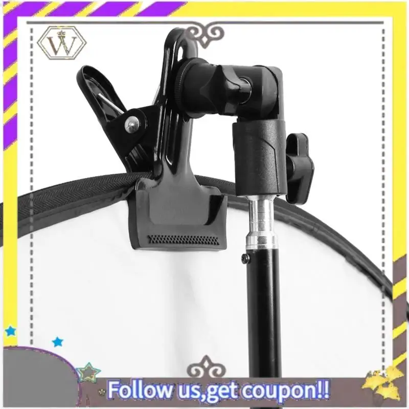 Nuevo Reflector de montaje con Clip de Metal, soporte reflector de montaje con tornillo de 1/4 pulgadas a 3/8 pulgadas, soporte de fondo para Flash, luz LED, paraguas - imagen 4