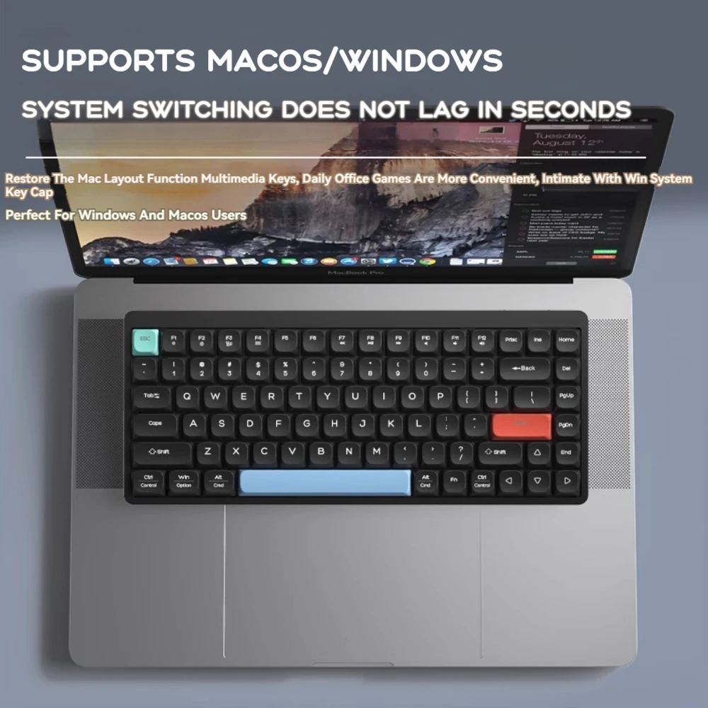 Teclado mecánico de bajo perfil YK84, inalámbrico, Bluetooth, personalizado, ultrafino, portátil, oficina, juegos, Mac, Ipad, portátil - imagen 5
