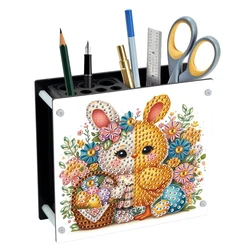 Acrílico de forma especial Día de Pascua 5D DIY pintura de diamante portalápices pintura de diamante portalápices arte artesanal para decoración de escritorio