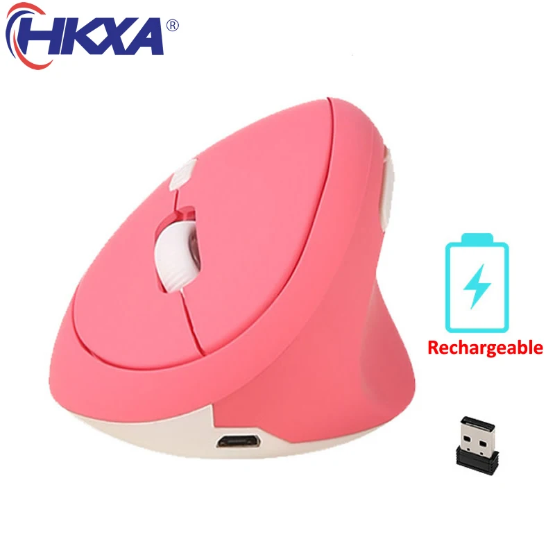 HKXA-ratón Vertical ergonómico 2,4G, inalámbrico, recargable por USB, 1600 DPI, Mini ratón de juego 6D para ordenador, portátil y PC