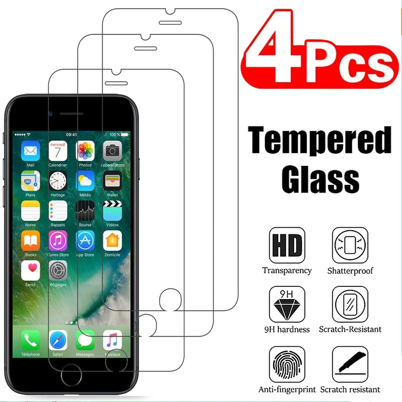 2/4 Uds 9H vidrio templado sin pantalla completa para iPhone SE 2020 /SE 2022/ iPhone 7 8 6S Protector de pantalla HD - imagen 2