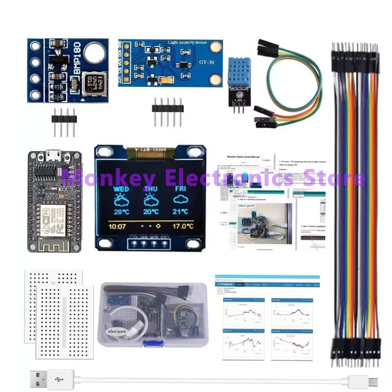 Kit de estación meteorológica ESP8266, Sensor de presión BMP180 ambiental y de humedad, KIT ESP8266, kit diy 8266 - imagen 2
