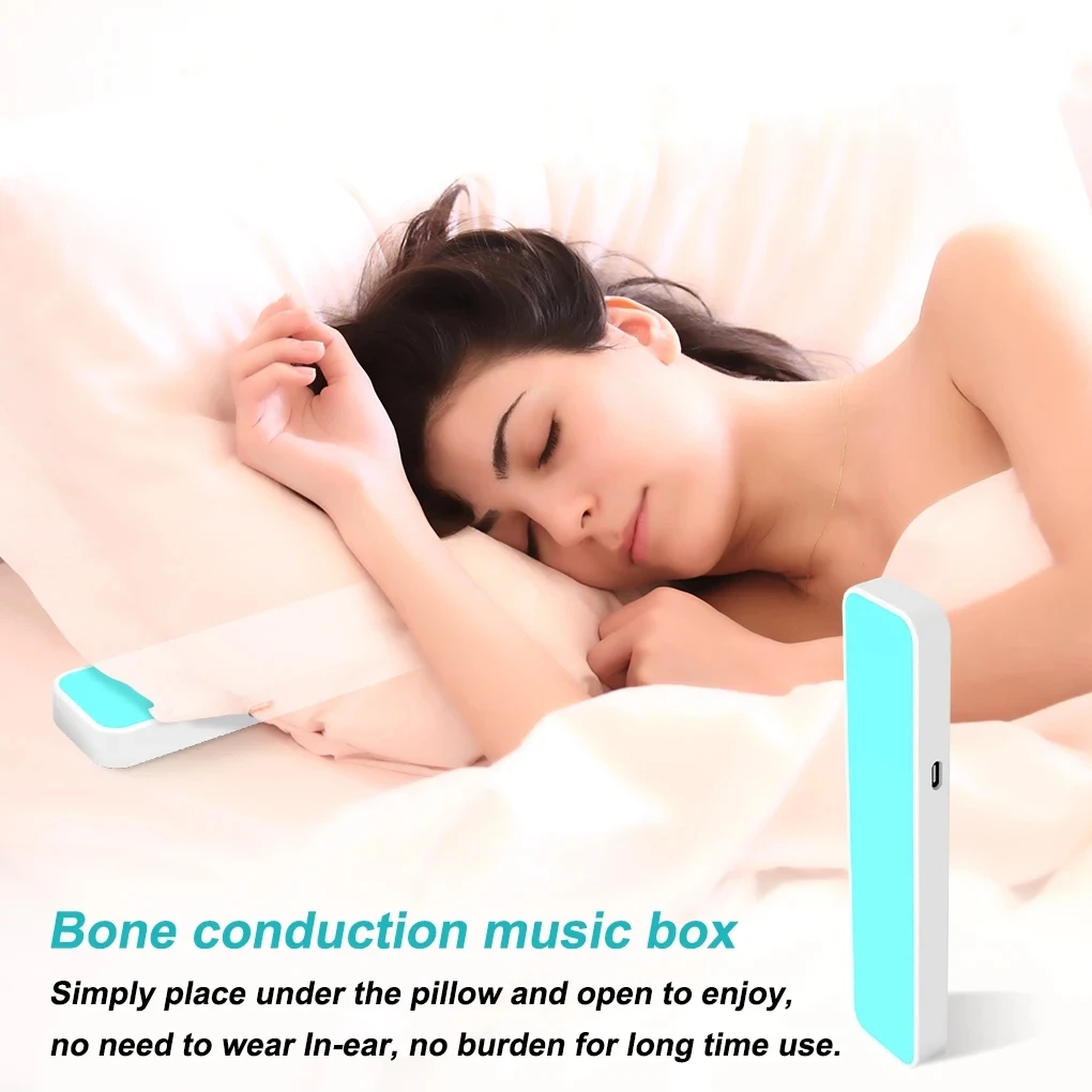 Caja de música de conducción ósea, altavoz inalámbrico compatible con Bluetooth, graves estéreo debajo de la almohada, mejora el sueño, viaje para Facebook, azul - imagen 3