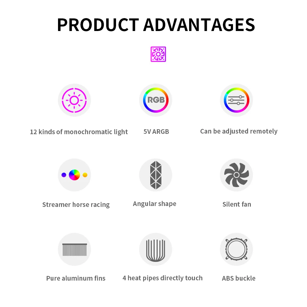 TISHRIC ARGB CPU ventilador enfriador 120mm enfriador de aire 4 pines PWM 4 tubos de calor refrigeración Intel LGA2011 1700 1200 115X AMD AM4 procesador enfriador - imagen 2