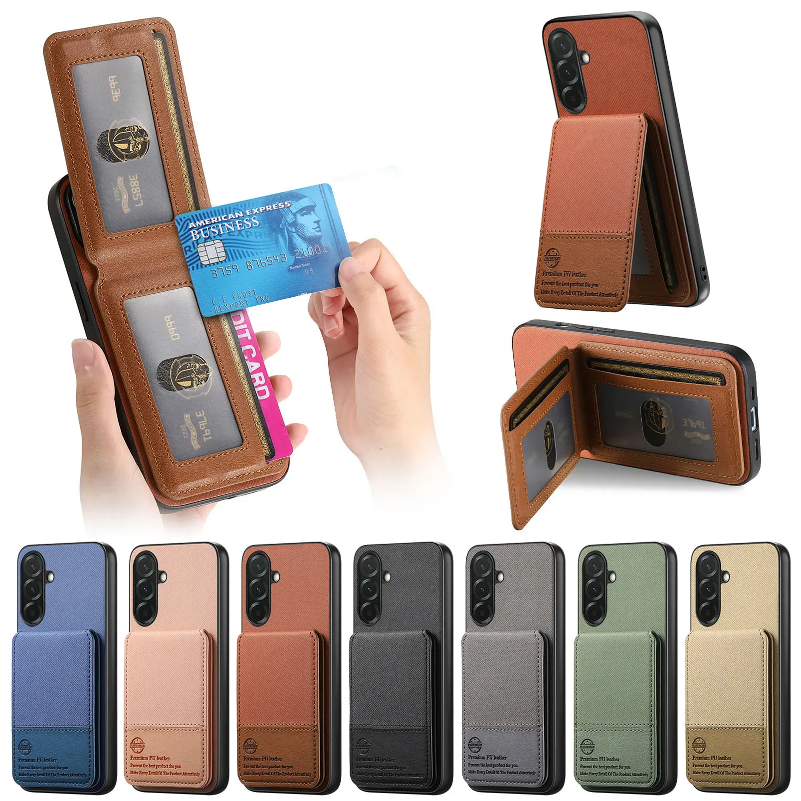 Funda de cuero tipo billetera con tarjetas verticales para Samsung Galaxy A16 A26 A36 A56 A54 S25 Ultra S24 Plus S23 S22 funda con soporte de bolsillo - imagen 2