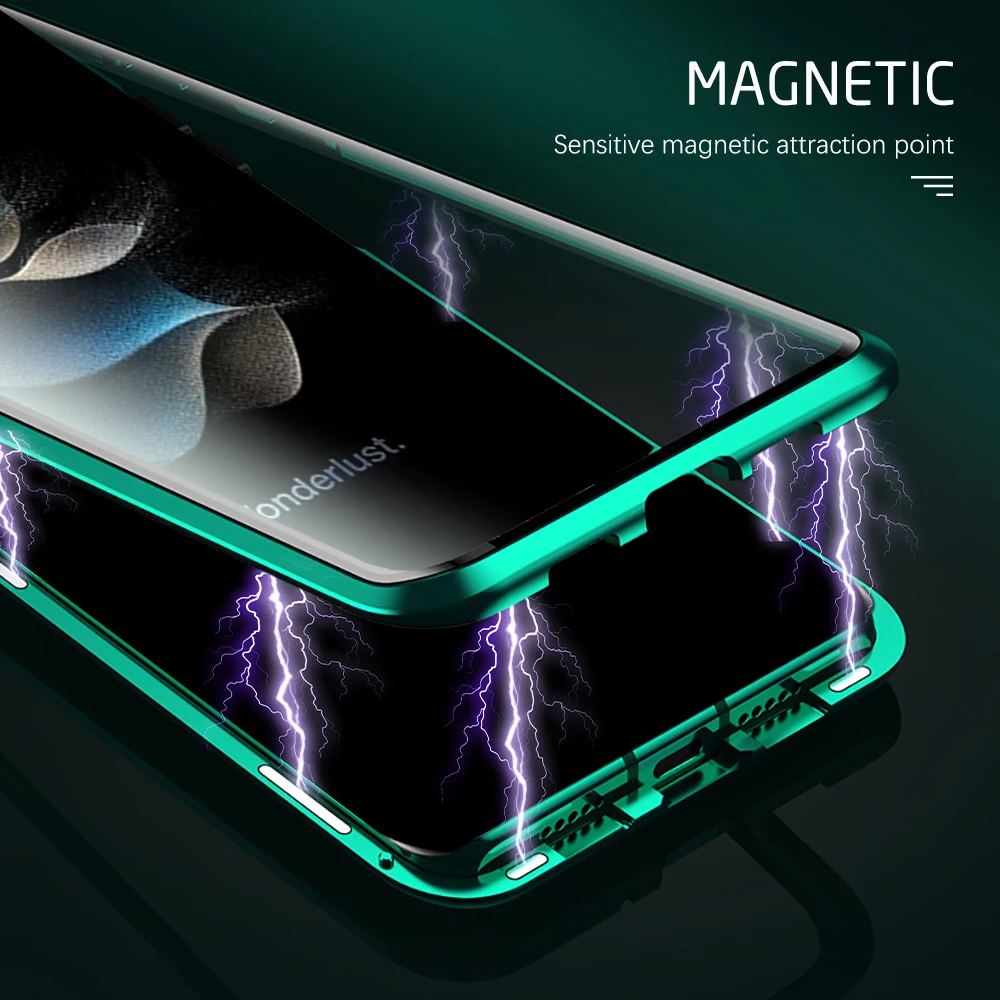 Funda con tapa magnética de doble cara para iPhone, carcasa protectora de cristal de 2023 ° para iPhone 15 Pro Max, 15 Plus, 15 Pro Max, 360 - imagen 3