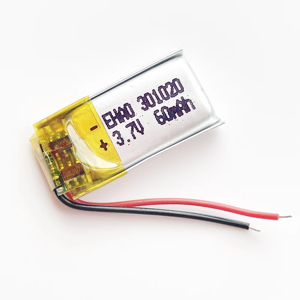 Batería recargable LiPo de polímero de litio de tamaño pequeño, 3,7 V, 60mAh, 301020 para Mp3, Altavoz Bluetooth, auriculares, grabadora - imagen 3