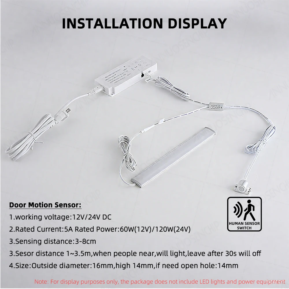 Lámpara de iluminación LED para armario, interruptor con Sensor de tira, DC12-24V 5A, Mini PIR/táctil/barrido/movimiento, interruptores eléctricos, Cable conector DuPont - imagen 5