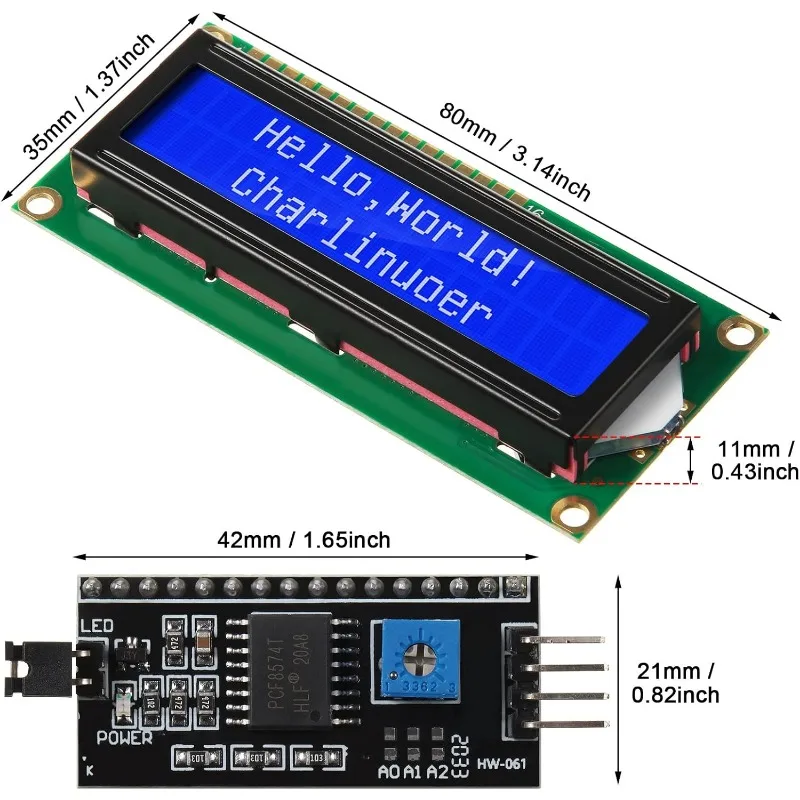 8 Uds IIC TWI I2C LCD 1602/LCD 2004 adaptador de interfaz serie y retroiluminación de pantalla de módulo LCD Compatible con Arduino R3 MEGA2560 - imagen 3