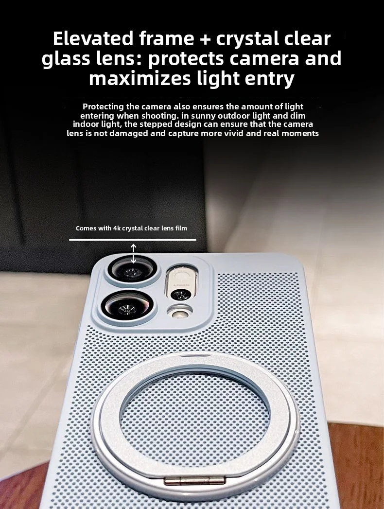 Para OPPO Find X9 Pro funda dura anillo de PC soporte disipación de calor funda protectora trasera magnética para Find X9 X8 Pro carcasa de teléfono - imagen 4