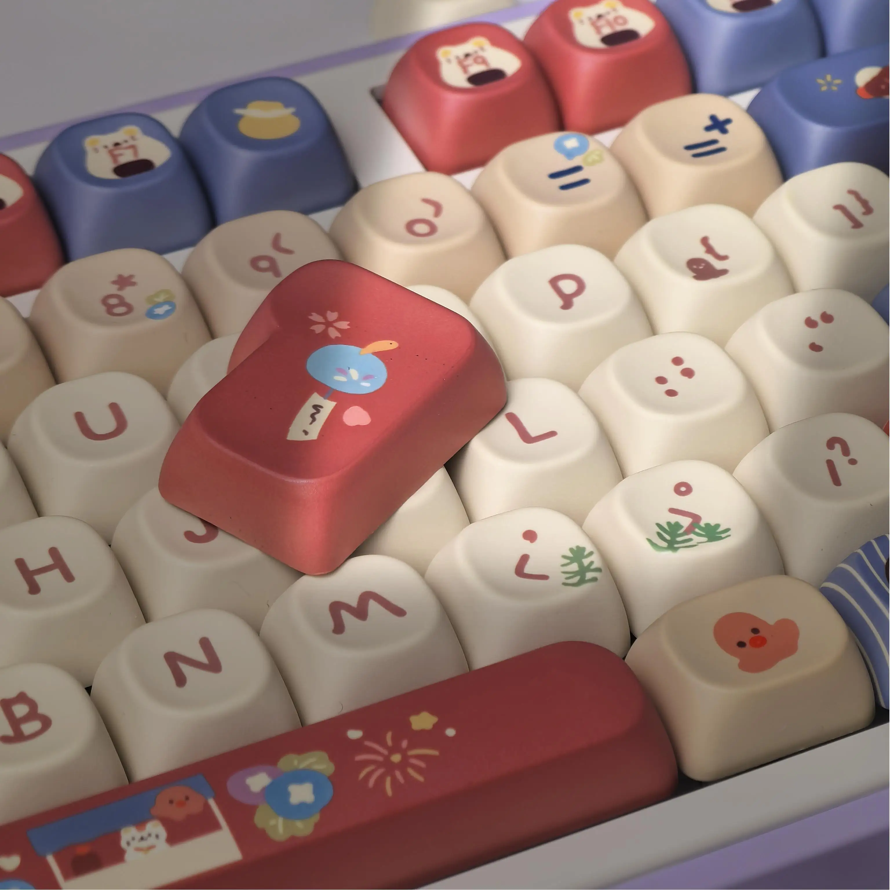 Teclas con tema de fuegos artificiales, sublimación PBT, MOA, bonitas teclas, elementos de gato de dibujos animados, tapas para teclado mecánico, barra espacial de 2,25/2,75U - imagen 2