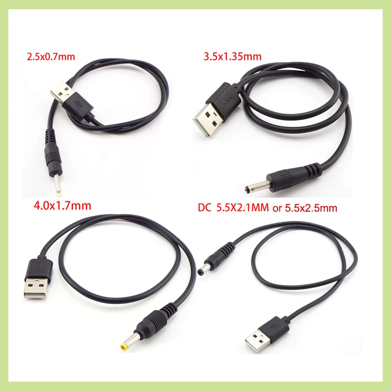 1m USB tipo A conector Jack macho a DC 5,5x2,5mm 3,5mm 4,0mm x 1,7 5,5x2,1mm Cable de alimentación macho cables de extensión tipo A - imagen 2