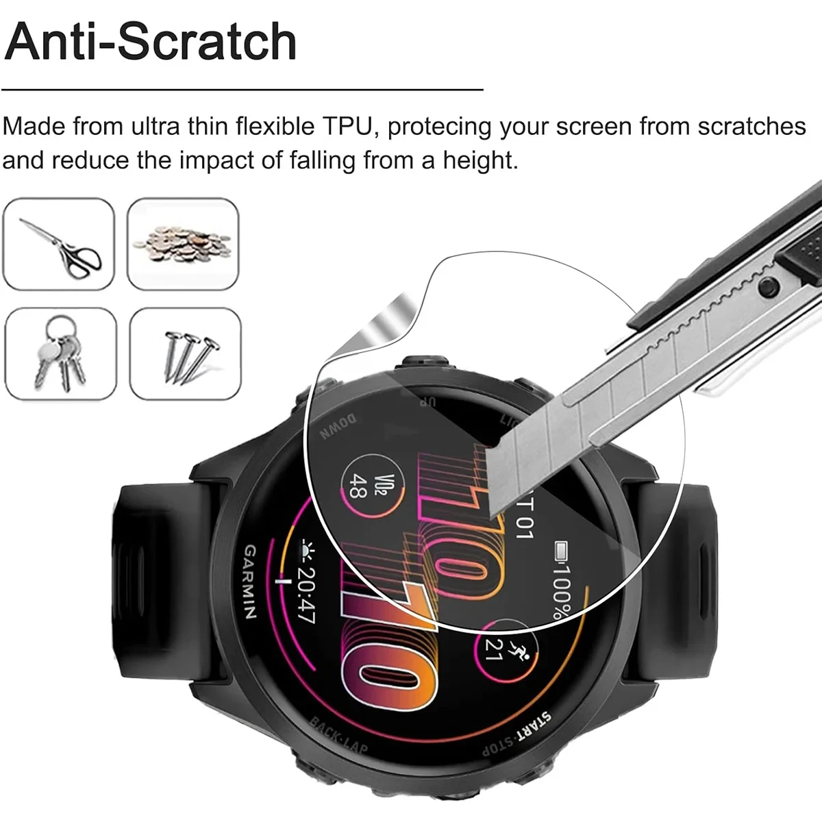 Película protectora de hidrogel para Garmin Forerunner 570 42mm 47mm Protector de pantalla película protectora suave de TPU para Garmin Forerunner 970 - imagen 5