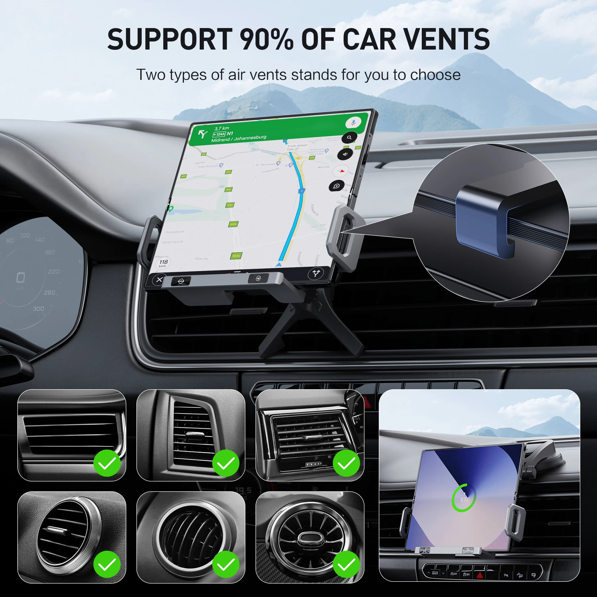 Soporte para teléfono de coche, accesorios para ventilación de coche y camión para Galaxy Z Fold 6 5/Flip 6 5, carga inalámbrica rápida para salida de ventilación de coche - imagen 4
