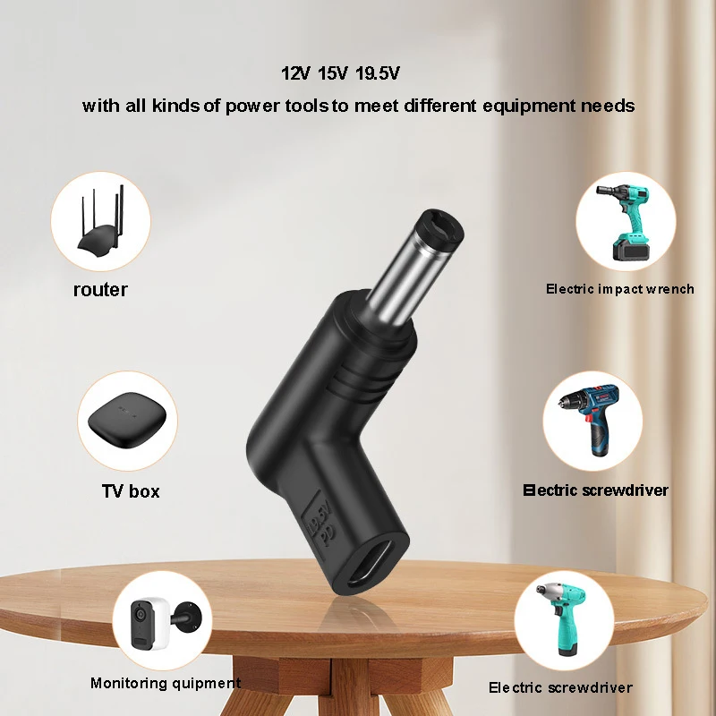 12V 15V 19,5 V USB C tipo C PD a adaptador de corriente CC Universal 3,5*1,35 5,5*2,5mm conector de clavija CC para enrutador tableta cámara - imagen 5