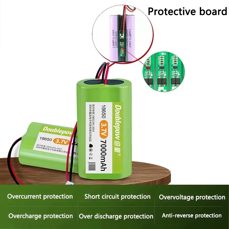 3,7 V 18650 7000mAh batería recargable luz LED Altavoz Bluetooth luces solares farolas equipo de monitoreo + enchufe PH 2,0 - imagen 3