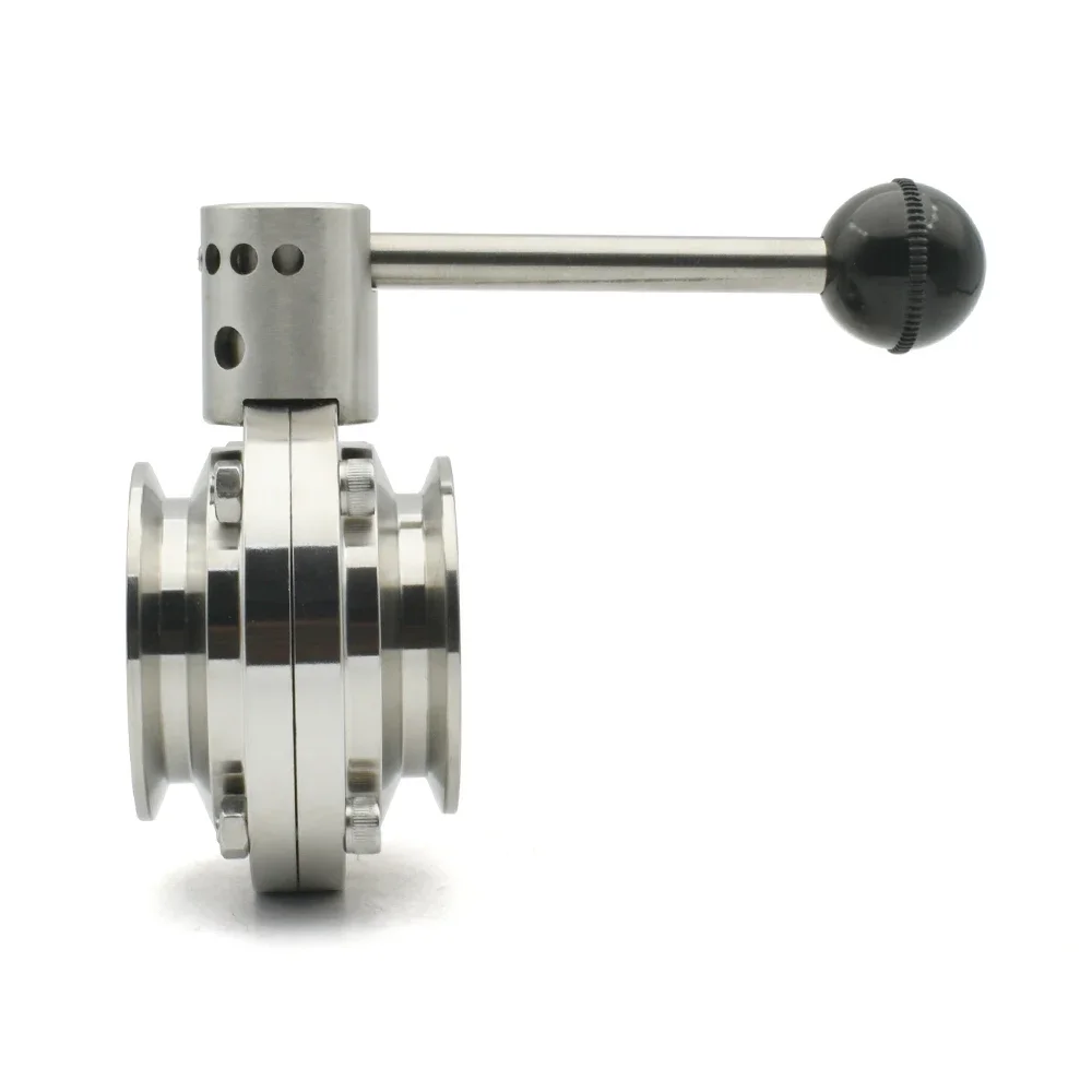 Válvula de mariposa sanitaria de acero inoxidable 3/4 "1" 1-1/2 "2" 3 "4" SS304/316L OD50.5/64/119mm válvula de mariposa de tres clips - imagen 4