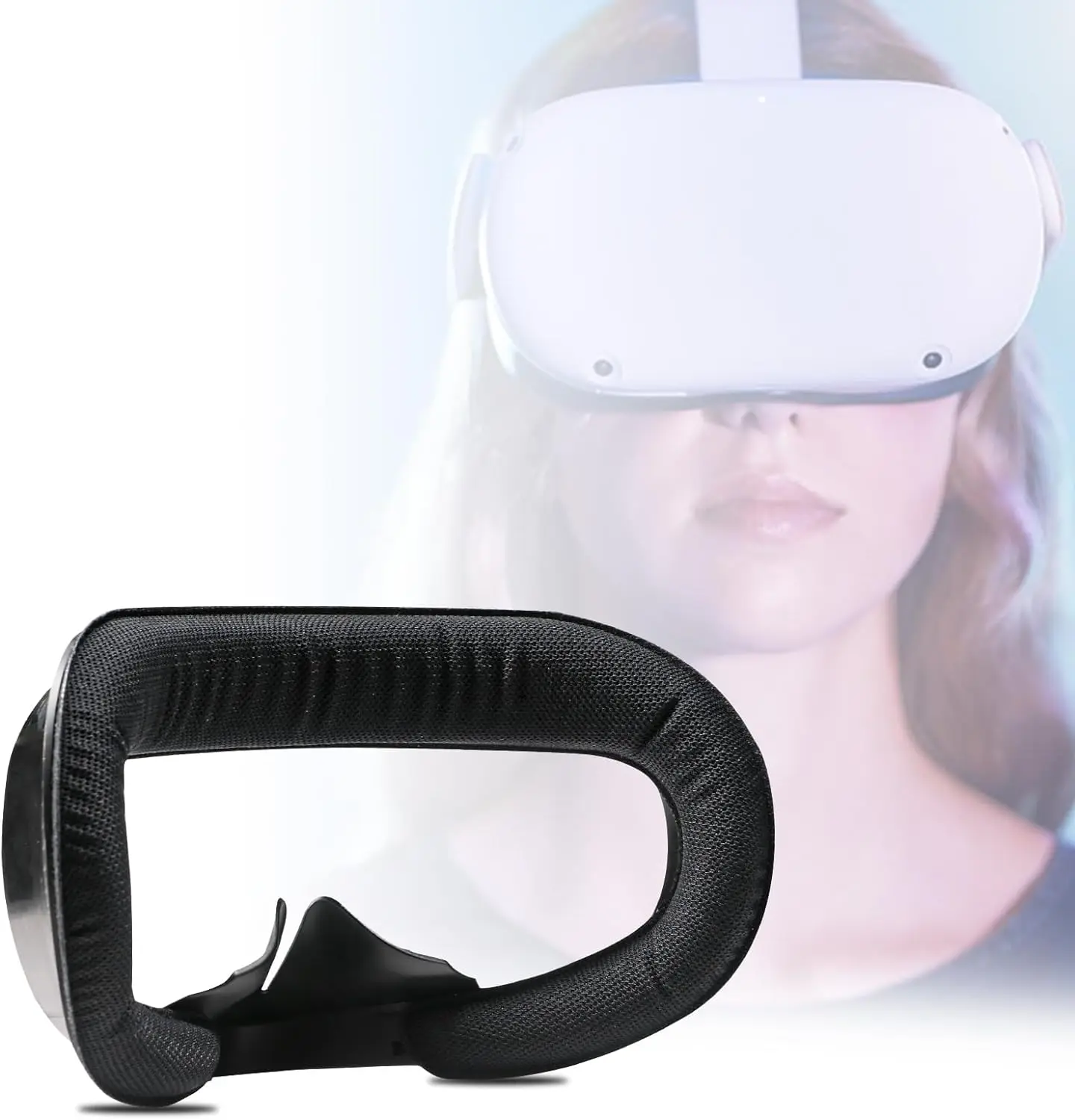 Marco de interfaz Facial de 2 piezas, almohadilla nasal antifugas, cubiertas faciales de espuma extraíbles, reemplazo de cojín para Oculus/Meta Quest 2 - imagen 5