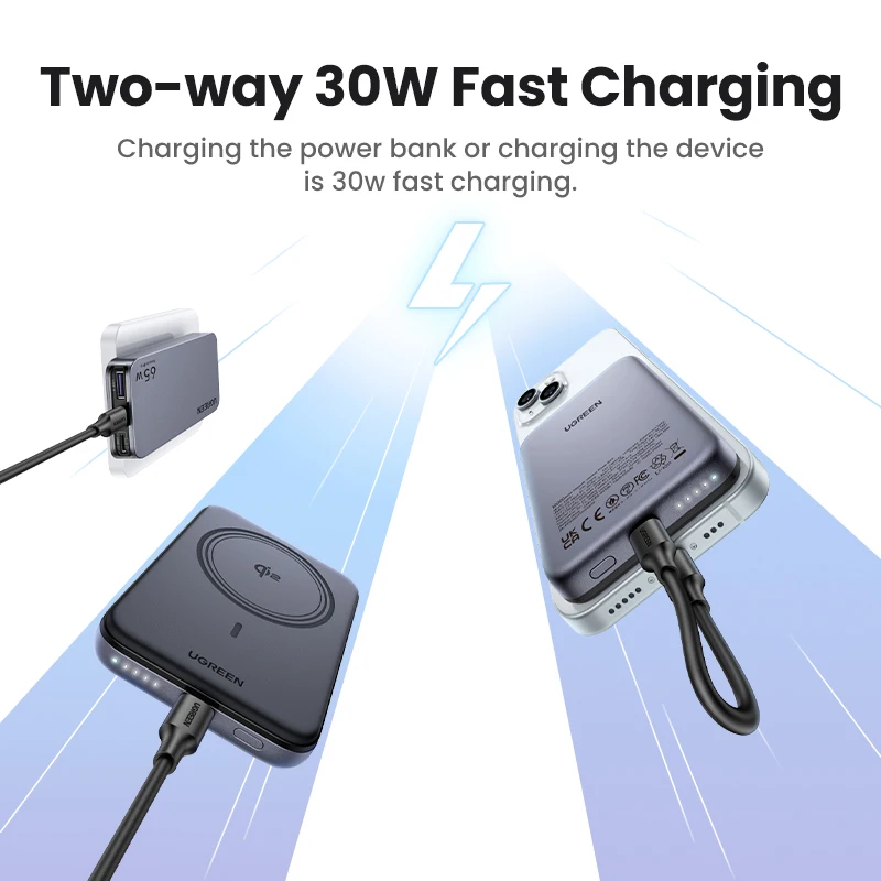 UGREEN PD30W Power Bank magnético 10000mAh portátil inalámbrico de carga rápida PowerBank para Magsafe para iPhone 15 Pro Max 14 13 12 - imagen 3