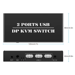 Conmutador KVM 2 Puertos HDMI 8K 4K 60Hz USB