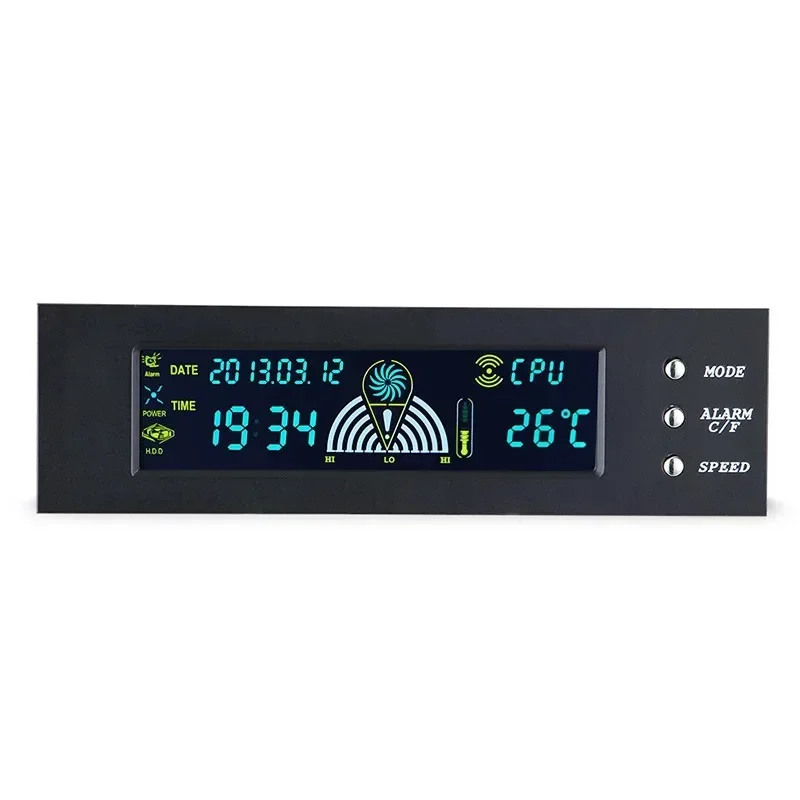 Controlador de ventilador de ordenador de 5,25 pulgadas, 12V, 3 ventiladores, controlador de velocidad, Sensor de temperatura, pantalla Digital LCD, Panel frontal para PC - imagen 5