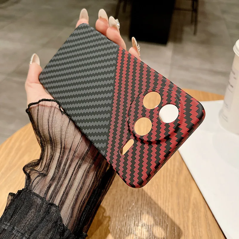 Para Xiaomi Redmi K80, K80 Pro funda ELVEV ultrafina fibra de carbono patrón de rayas textura mate cubierta dura - imagen 2