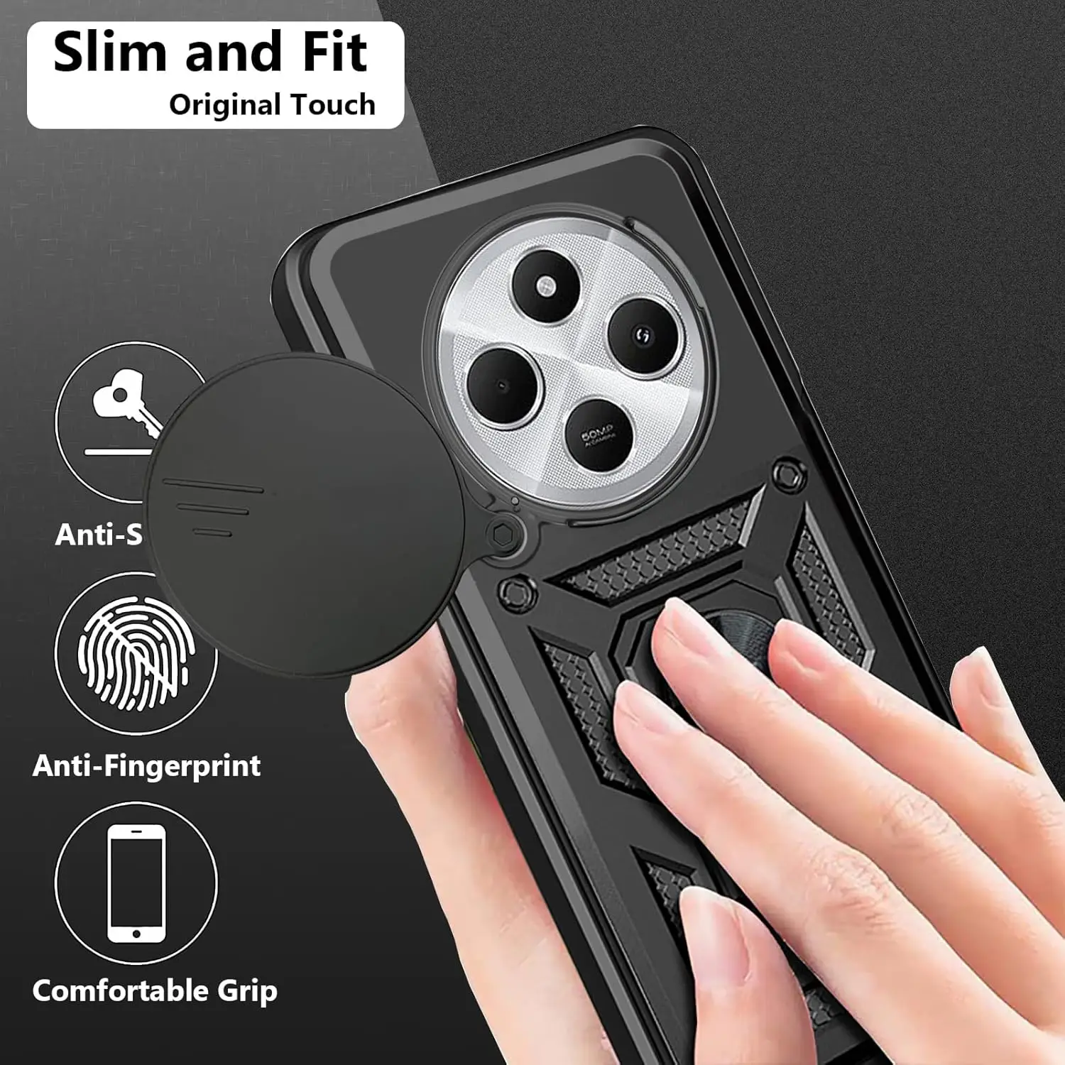 Funda armadura para Xiaomi Redmi 14C 4G Poco C75 cubierta protección de lente con anillo soporte magnético Coque Fundas - imagen 2