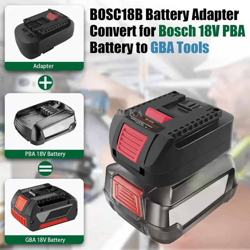 Convertidor para batería Bosch PBA de 18V, adaptador de batería BOSC18BS, convertir a batería Bosch de 18V para herramientas eléctricas Bosch de 18V GBA - imagen 3
