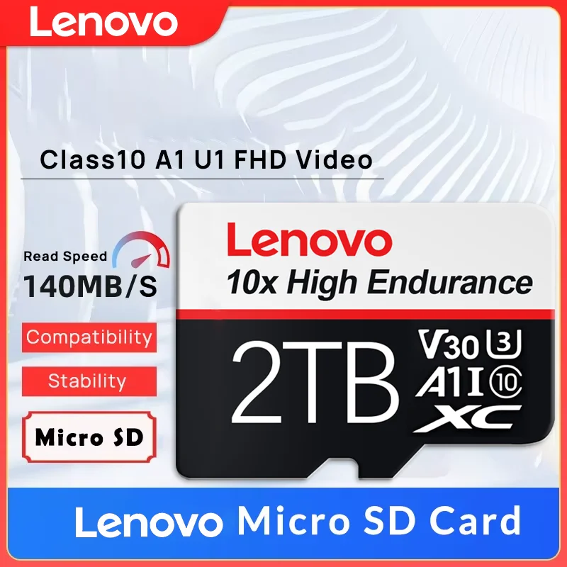 Tarjeta de memoria Lenovo de 2TB y 1TB, gran oferta, tarjeta MicroSD de 128GB, tablero U3 4K/almacenamiento para juegos, paquete de 5 + adaptador gratis, 50% de descuento