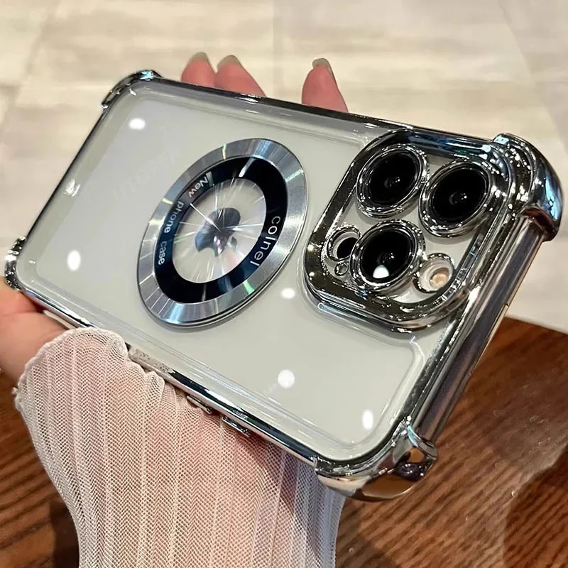 Para IPhone 16 11 12 13 14 15 Pro Max Plus lujosa simplicidad revestimiento trasero a prueba de golpes funda de teléfono cubierta de carga inalámbrica magnética - imagen 5