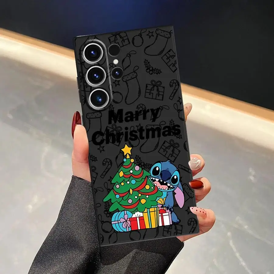 Funda de teléfono suave negra para Samsung Galaxy S23 Ultra S21 FE S24 Plus S20 S25 Edge Stitch dibujos animados de Navidad - imagen 2