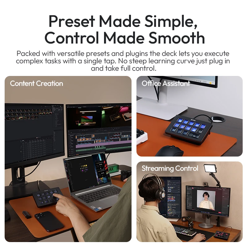 Ulanzi D200H Teclado controlador de cubierta de transmisión 7 en 1 con 13 teclas DIY para PC en vivo OBS Creación de contenido de Youtube SD/TF/USB3.0 - imagen 5