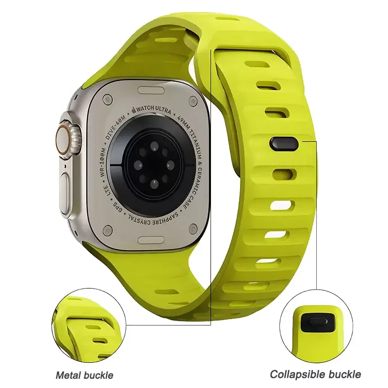 Correa de silicona para Apple Watch, pulsera deportiva de 49mm, 45mm, 41mm, 44mm, 40mm, 42mm, 46mm, iWatch Ultra 3, 4, 5, SE, 6, 7, 8, 9, 10 - imagen 2