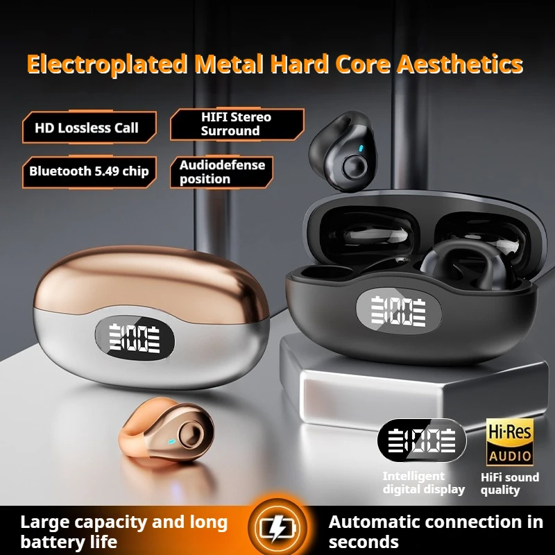 Auriculares de conducción ósea con Clip, sonidos envolventes, inalámbricos por Bluetooth, auriculares con reducción de ruido, auriculares deportivos con micrófono - imagen 2