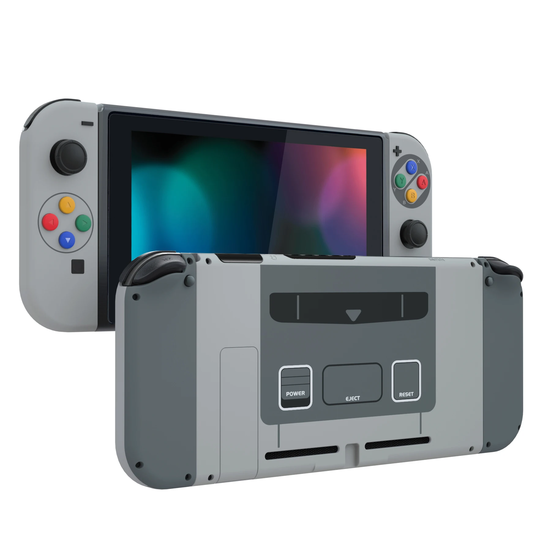 Carcasa de placa trasera de consola eXtremeRate con botones para Nintendo Switch - SFC SNES estilo clásico UE