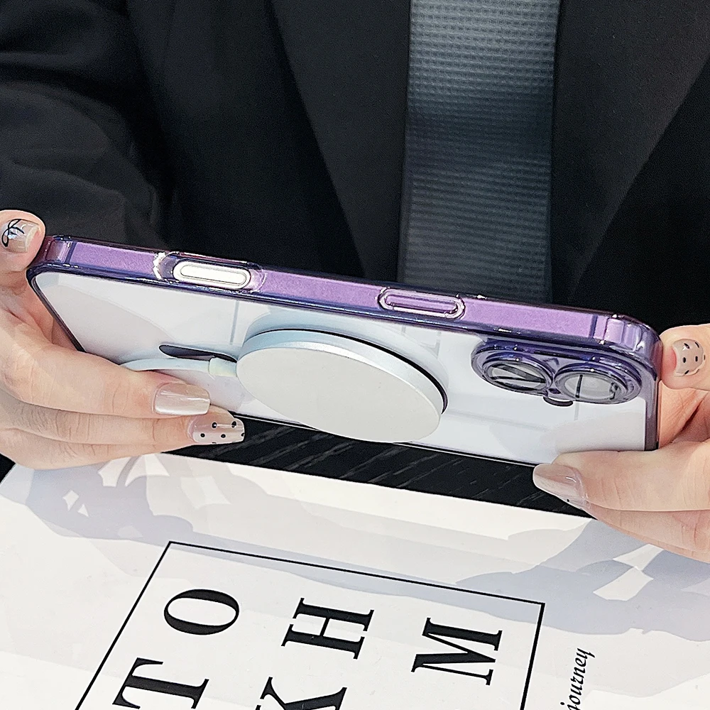 Funda Magsafe magnética fuerte para iPhone 17 Air 16 15 14 13 12 11 Pro Max Plus transparente Color caramelo híbrido duro suave Tpu Shell - imagen 3