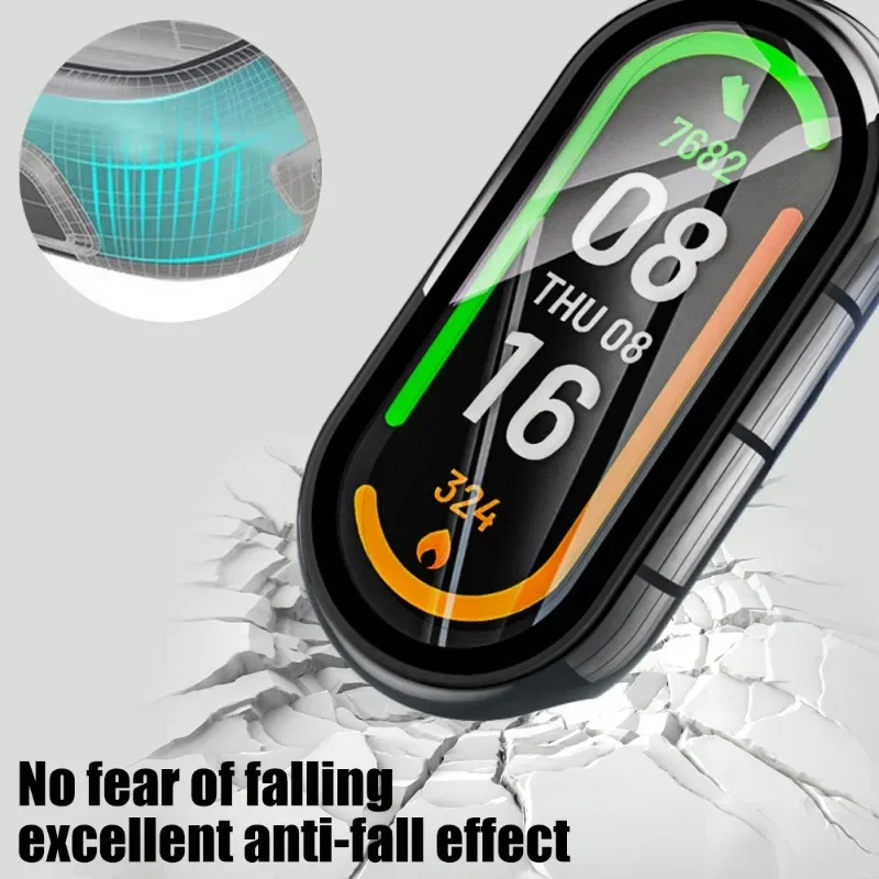 Funda + película de vidrio templado para Xiaomi Mi Band 9, cubierta protectora de cobertura completa para relojes inteligentes Mi Band9, Protector de pantalla - imagen 4