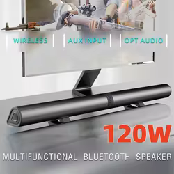 Altavoces Bluetooth para TV BS-56 de 120W, conexiones AUX/BT/OPT, barras de sonido con sistema de sonido desmontable 2 en 1 para cine en casa, barra de sonido FM